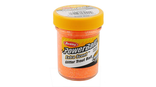 BERKLEY POWERBAIT GLITTER TROUT BAIT FLOURESCENT ORANGE