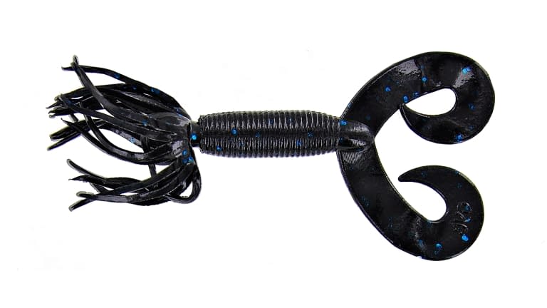 YAMAMOTO DOUBLE TAIL HULA GRUB 5" 97-10-021 BLK W/LG BLUE FLK