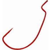 GAMAKATSU SUPERLINE OFFSET SHANK EWG WORM HOOK 1/0 RED  58311