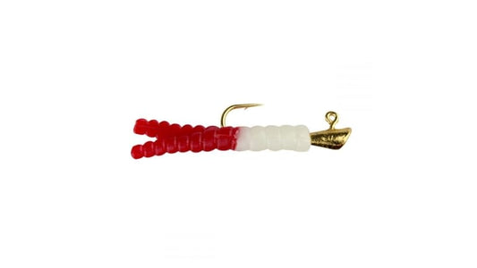 LELAND'S TROUT MAGNET PACK WHITE/RED 7 TAILS, TWO JIG HEADS