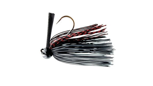 BASS PATROL ROUND RUBBER FOOTBALL JIGS 3/4 oz Black/Red Scale